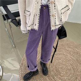 Women's Pants & Capris HziriP Femme Loose High Quality 2022 Plus Size Straight Solid Warm Chic Corduroy All Match Wide Stylish Trousers