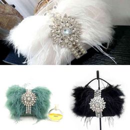 Evening Bags Shoulder Thai Fashion Women's Ostrich Hair Banquet Hand One Chain 0321