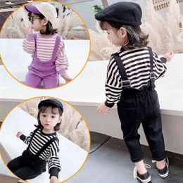 Girls Clothes Striped Toddler Girls Clothing Sweatshirt Pants Costumes For Girls Casual Style Children's Tracksuit 210412