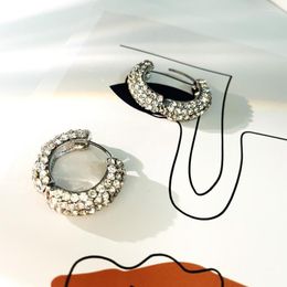Hoop & Huggie Women's Trend Earrings Silver Full Diamond Delicate Round Stud Cool Style Sexy AccessoriesHoop Kirs22