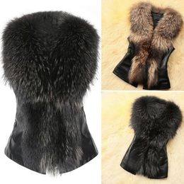 Women's Vests Women Leather Faux Fur Coat 2022 Winter Jacket Casual Plus Size Sleeveless Collar Vest Luci22