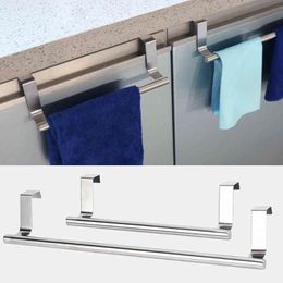 Grandillas de toallas de 2 tamaño sobre la barra de la puerta del gabinete de la cocina soporte para colgar estante de baño Organizador de pared larga gancho de pared