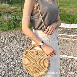 -HBP Designer -Taschen Handtasche Neues runde Papierseil handgebundene Stroh gewebte Mini Messenger Beach Freizeit Frauen