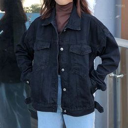 Women's Jackets Women Black Denim Jeckets Vintage Jean Coat Korean Harajuku Loose Casual Wild BF Style 2022 Outwear