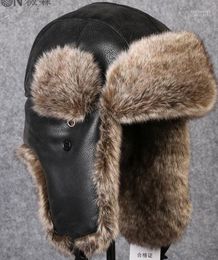 Berets Quality Bomber Hats Winter Women Men Warm Russian Ushanka Hat With Ear Flap Leather Fur Trapper Cap Earflap Davi22