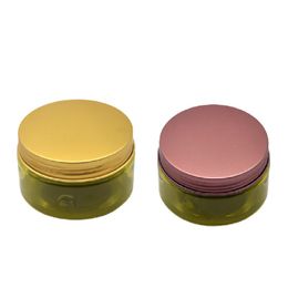 Aluminium Lid PET Olive Green Plastic Bottle Containers Dia.68mm Empty Cosmetic Facial Cream Hair Oil Jars Skincare Eye Cream Packaging Pots 100g