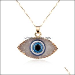 Pendant Necklaces Pendants Jewellery Simple Evil Eye Druzy Drusy Necklace Women Resin Handmade Clavicel Chains For Female Christmas Imitatio