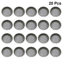 20PCS Stainless Steel Egg Tart Mould Round Shape Fluted Design Cupcake Baking Moulds Reusable Metal Muffin Cups Y200618
