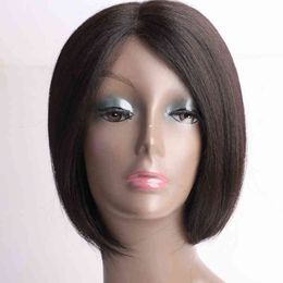 modern wigs for women Australia - Modern Queen Inch Natural Straight Bob Wig Midsection Short Black Wig Heat Resistant Fiber Synthetic Wigs For Black Women J220606