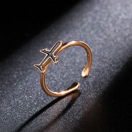 High Quality Rose Gold Color Plane Aircraft airplane Adjustable For Women Open Finger Ring Party Unique Jewelry