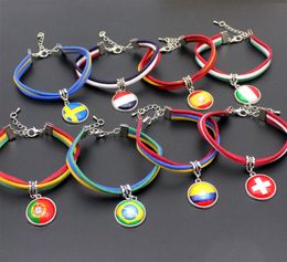 Charm Bracelets Fashion National Flag Football World Cup Bracelet For Women Men Jewellery Friendship Gift FansCharm