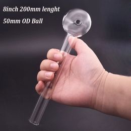 Large Size Glass Oil Burner Pipe Clear Color High Quality Smoking Pipes Transparent Great Tube Glass Bong Accessories 20cm Lenght 50mm Ball Cheapest