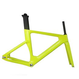 Toray Carbon Fibre T800 fixed gear bike frame TR013 custom fluorescent yellow paint 49/51/54/57cm BSA bottom bracket