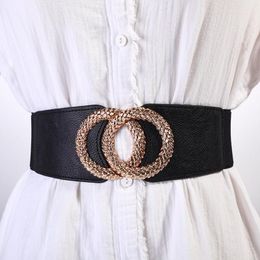 Belts Golden Hook Buckle For Women Female Decorative Girdle With Skirt Retro Elastic Wide Belt Ladies DressBelts