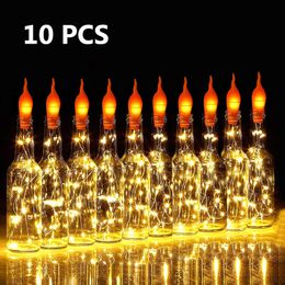 Strings Fairy Tale LED Light String Battery Powered Festive Wedding Party Cork Lamp Bedroom Decoration Flame StringsLED