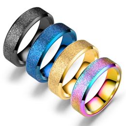 Multicolor vintage simple anneau en acier inoxydable pour hommes femmes bagues de fiançailles de mariage mat