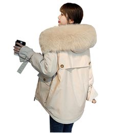 winter hooded long plus velvet jacket coat down jacket winter parka big fur reak winter coat warm 8602 201126