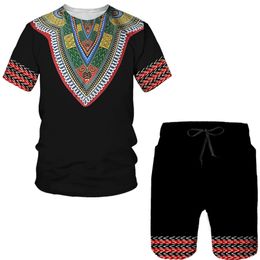 Summer 2 piece Set 3D Print African Tshirt For Men Shorts Suits Vintage Clothes Hip Hop T Shirt Conjunto Masculino 220708