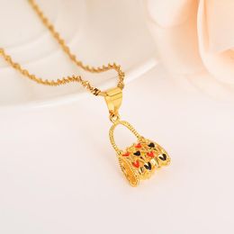 lucky charms jewelry Canada - Pendant Necklaces Gold Purse BAG Necklace PNG Women Jewelry Charm Chain Lucky Girls Wedding Bridal Christmas Gift