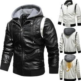 Men's Fur & Faux 2022 Leather Jacket Coat Winter Motorcycle Biker Jackets Fashion Hooded Outerwear High Quality