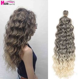 18" 24" Hawaii Curl Hairstyle Ocean Wave Crochet Braid Natural Synthetic Braiding Extensions For Women Expo City 220610