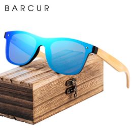 BARCUR Fashion Wooden Sunglasses Men Bamboo Temple Sun Glasses Women Wood DS masculino 220513