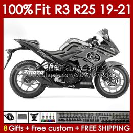 OEM Bodywork For YAMAHA YZF-R25 YZFR3 YZF-R3 19-21 Body Kit 141No.196 100% Fit YZFR25 YZF R 3 25 R3 R25 19 20 21 R-25 Frame 2019 2020 2021 Injection Mould Fairing grey glossy