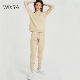 Wixra Women s Sweater Suits and Sets Turtleneck Full Sleeve Knitted Pockets Long Trousers Sets Winter Costume LJ201125