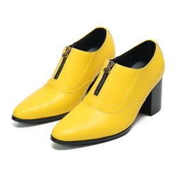 British Style Men Height Increasing High Heel Shoes Office Oxford Shoes Men Fashion Genuine Leather Formal Brogue Shoes 6 Colours