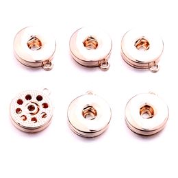 Silver Rose Gold Alloy 18mm Ginger Snap button Base charms Pendants For Snaps Bracelet Earrings Necklace DIY Jewelry Accessory