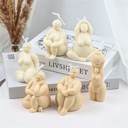 Yoga Silicone Mould Human Body Art Home Decorate Shaping Perfect Plump Woman Soy Wax Large Candle Mould For Soap Making 220611