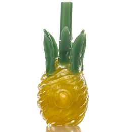 Pineapple Glass Water Pipes Handmade yellow smoking pipe bubbler bong spoon Beautiful Tobacco tools