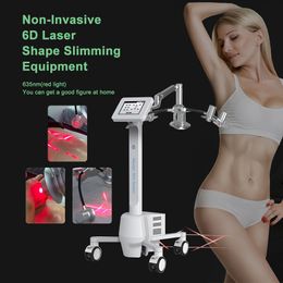 Non-Invasive cold laser shape slimming 635nm Cellulite reduction laser thrapy machine 6D Lipolaser Weight Loss buttock arm treatment with 6 pads