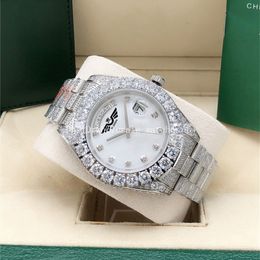 Watch Full diamond white dail President 228238 228239 Sapphire Big Diamond Bezel 43mm 18K men automatic Wristwatches With Original Box