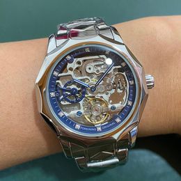 Wristwatches FORSINING Automatic Watches For Men Luxury Design Diamond Skeleton Tourbillon Mechanical Stainless Steel Strap Male