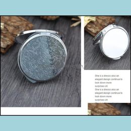round compact mirror wholesale Australia - Hair Tools Accessories Products New Sier Pocket Thin Compact Mirror Blank Round Metal Makeup Diy Costmetic Wedding Gift Drop Delivery 2021