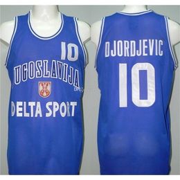 Nikivip Sasa Djordjevic #10 Team Jugoslavija Yugoslavia yugoslavo White Blue Retro Basketball Jersey Men's Stitched Custom Number Name Jerseys