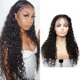 Cambodian Water Wave Lace Front Wigs for Women Natural Color Remy Human Hair Wig Pre Plucked