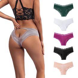 3Pcs Sexy Women Briefs Hollow Ice Silk Lace Mesh Low Construction Knickers Women Briefs Female Lingerie L220801