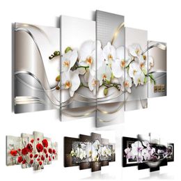 modern canvas art orchid painting UK - Modern Prints Orchid Flowers Oil Painting on Canvas Art Flowers Wall Pictures for Living Room and Bedroom No Frame sggs252j