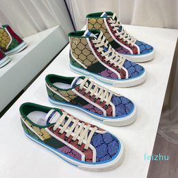2022-Designers Tennis sneaker canvas Luxurys Shoe Beige Blue washed jacquard denim Women Shoes Ace Rubber sole Embroidered Vintage casual