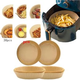 30pcs/Air fryer paper special paper oil-absorbing tray oil-proof non-stick round high temperature baking pad papers