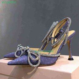 Green Luxury Satin Sandals Women Pointed Toe Rhinestone Butterfly Knot Ankle Strap High Heel Shoes Woman Fashion Wedding220513
