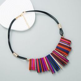 Pendant Necklaces Vintage Women's Jewellery Accessorie Ethnic Exaggerated Colourful Geometric Pendants Collar Necklace For Women 2022 Trend
