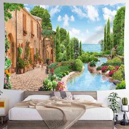 Beautiful Natural Garden Flowers Home Decoration Living Room Wall Hanging Printed Polyester Tapestry J220804