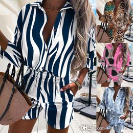 New Fashion Printing Tracksuits Women Button Designer Shirt Shorts Set 2022 Spring And Summer Cacaul Outfits