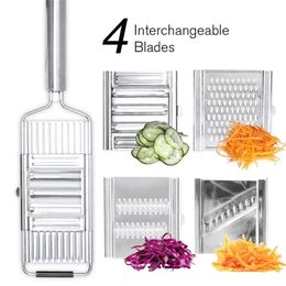 Shredder Cutter Stainless Steel Portable Manual Vegetable Slicer Easy Clean Grater With Handle Multi Purpose Home Kitchen Tool 220423