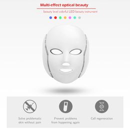 7 color LED optical beauty mask photon tender skin whiten remove spots control oil and remove acne face care neck wrinkle remover machine