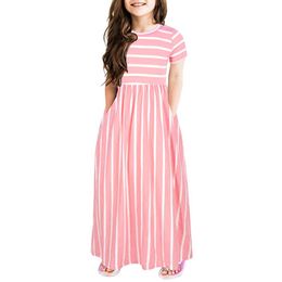 Girl's Dresses Kids Striped For Girls Bohemian Baby Beach Long Dress Children Party Beachwear Summer Outfits ClothesGirl's