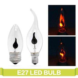 led bulb E14 E27 Edison Flicker Flame 3W Led Candle Light AC220V 240V Retro Fire Lighting Vintage Decor Energy Saving Lamp H220428